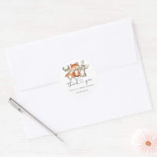 Sticker Rond Le Baby shower forestier des animaux des bois
