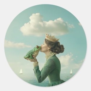 Sticker Rond Le baiser du prince de la grenouille