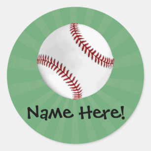 Sticker Rond Le base-ball personnalisé sur le vert badine des