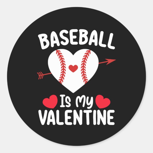 Sticker Rond Le Baseball Est Mon Sport De La Saint Valentin (Devant)