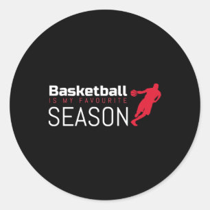 Sticker Rond Le Basket-Ball Est Ma Saison Favorite Dribble