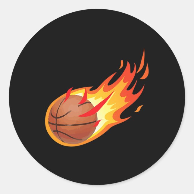 Sticker Rond Le Basket-Ball Feu Est Feu Et Fait Des Jeux (Devant)