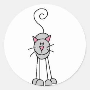 Sticker Rond Le bâton de chats figure l'autocollant