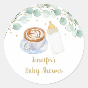Sticker Rond Le bébé brasse du café Baby shower de verdure