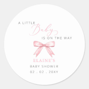 Sticker Rond Le bébé est sur le chemin Baby shower de la fille
