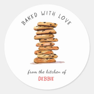 Sticker Rond Le biscuit au chocolat 'cuit avec amour'
