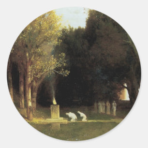 Sticker Rond Le Bois sacré par Arnold Böcklin, Art ancien