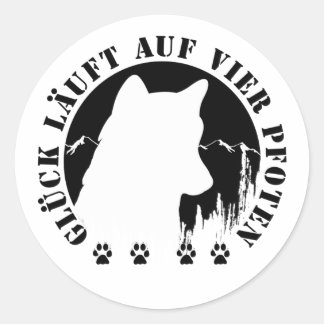 Sticker Rond Le bonheur de Husky est à quatre pattes