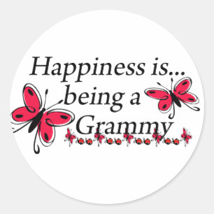 Sticker Rond Le bonheur est d'être un papillon Grammy