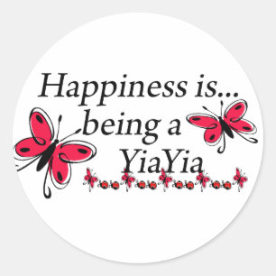 Sticker Rond Le bonheur est d'être un papillon YiaYia