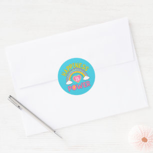 Sticker Rond Le bonheur est Power Rainbow