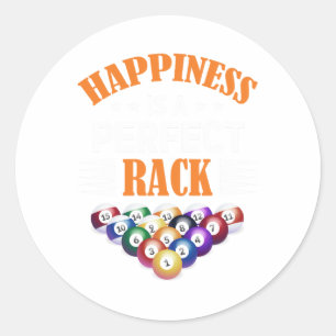Sticker Rond Le Bonheur Est Un Parfait Rack Billiard Jeu Lover 