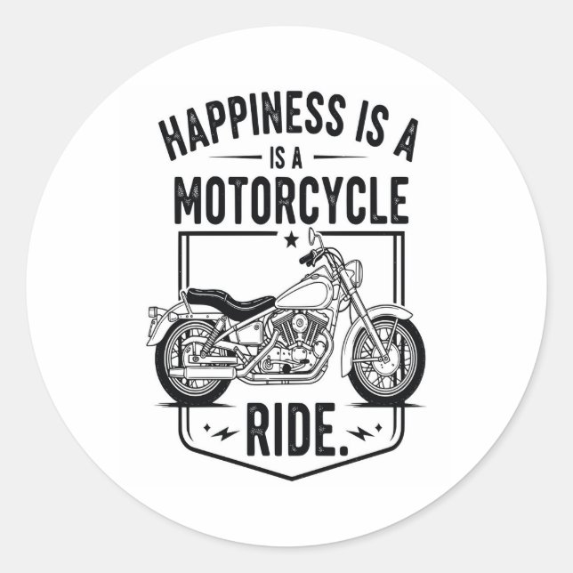 Sticker Rond Le bonheur est une course de moto.jpg (Devant)