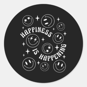 Sticker Rond Le Bonheur Rétro Se Passe En Santé Mentale Inspira