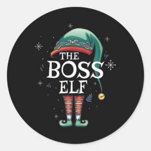 Sticker Rond Le Boss Elf Xmas Correspond À La Famille Elf Pour