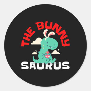 Sticker Rond Le Bunny Saurus Bunny de Pâques Dinosaur Cute Kawa