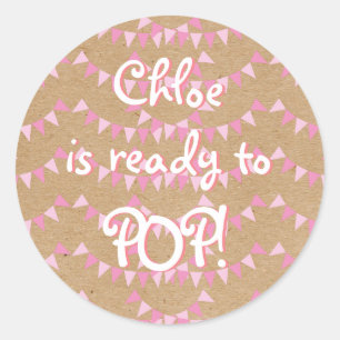 Sticker Rond Le Bunting Rustique Pink Bébé prêt à POP!Baby show