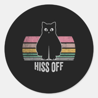 Sticker Rond Le Ca Noir Hiss Off Meow Cat