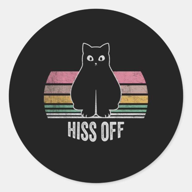 Sticker Rond Le Ca Noir Hiss Off Meow Cat (Devant)