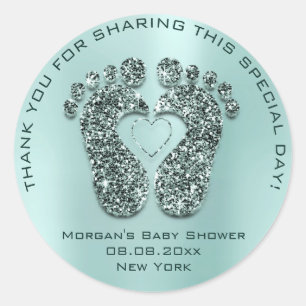 Sticker Rond Le cadeau bleu de faveur de baby shower de pieds