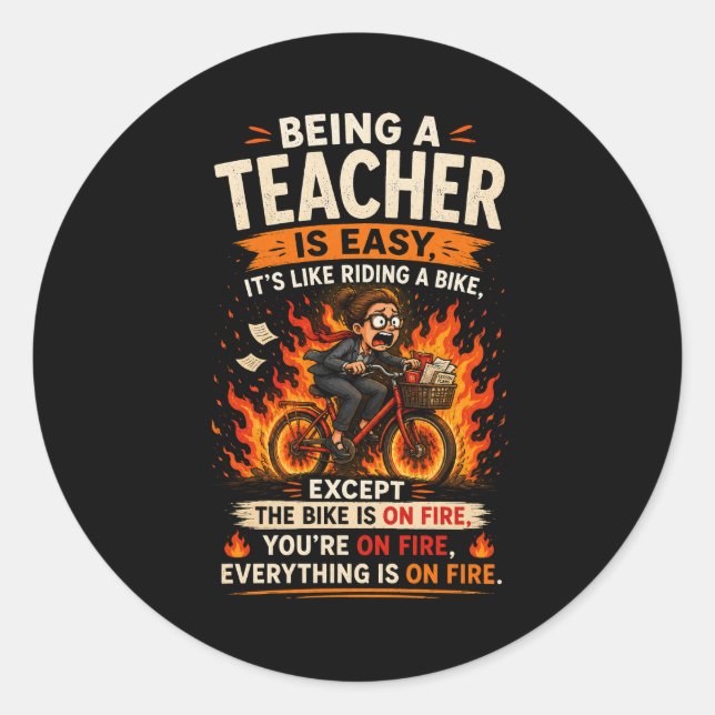 Sticker Rond Le cadeau le plus drôle pour un enseignant ! 🍎🔥 (Devant)