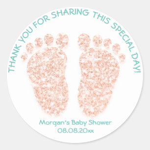 Sticker Rond Le cadeau rose de faveur de baby shower de pieds