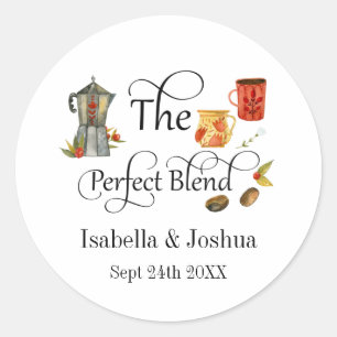 Sticker Rond Le Café de Mariage Fantaisiste Mélange Parfait