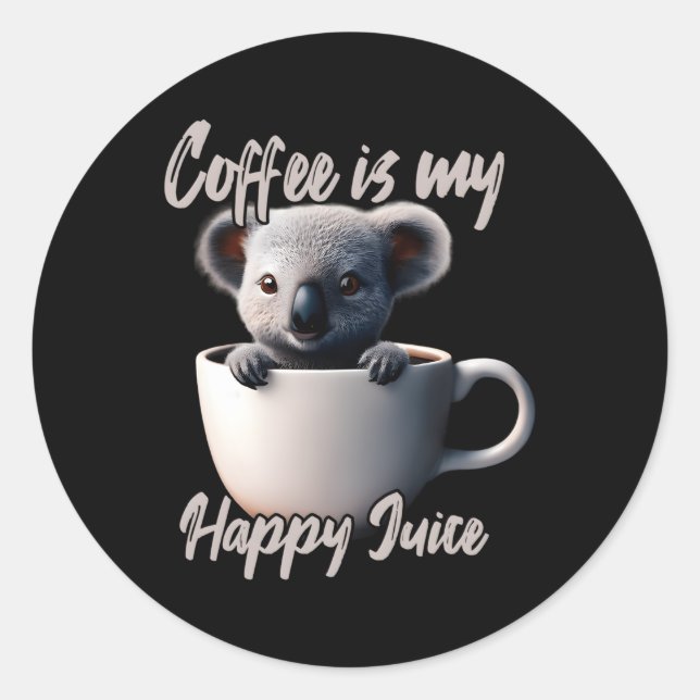 Sticker Rond Le Café Est Mon Joyeux Jus Koala (Devant)