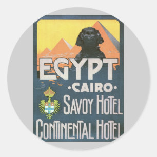 Sticker Rond Le Caire Egypte - Art d'affiche de voyage Vintage