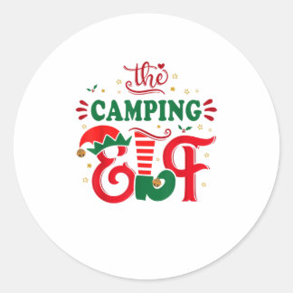 Sticker Rond Le camping elf drôle cadeau de Noël Fa