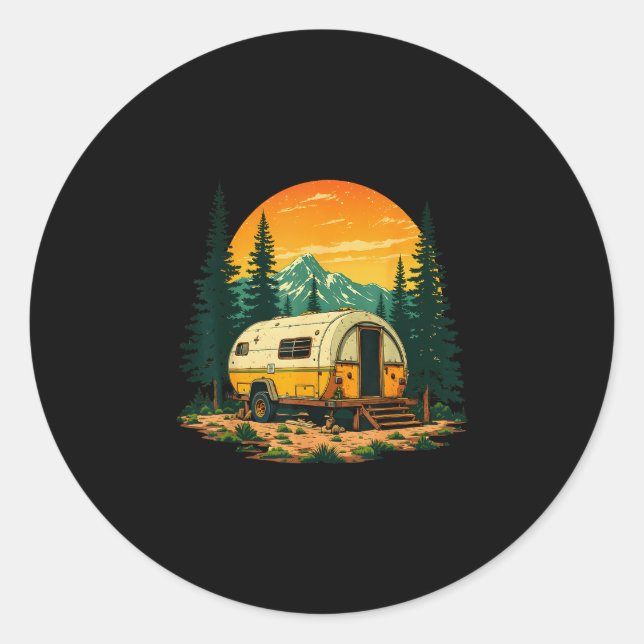 Sticker Rond Le camping est ma thérapie  (Devant)
