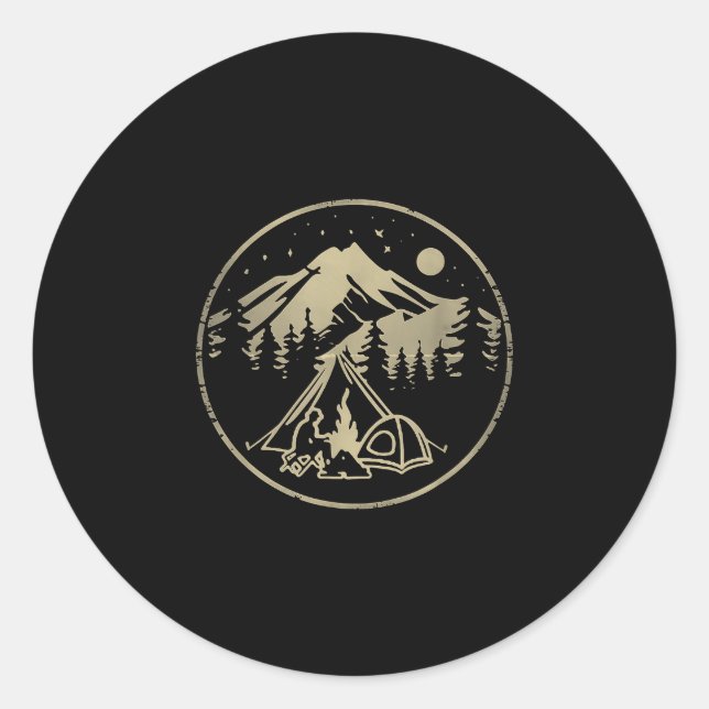 Sticker Rond Le camping est ma thérapie  (Devant)