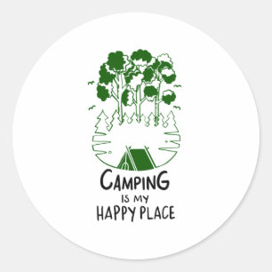 Sticker Rond Le Camping Est Mon Endroit Heureux