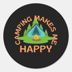 Sticker Rond Le Camping Me Rend Heureux