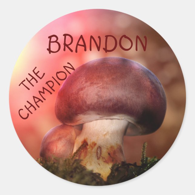 Sticker Rond Le campion au champignon (Devant)