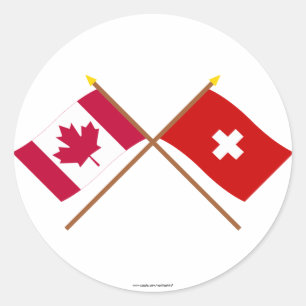 Sticker Rond Le Canada et les drapeaux croisés par Suisse