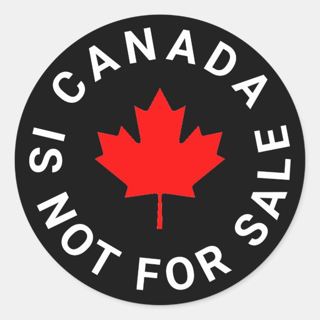 Sticker Rond Le Canada n'est pas en vente texte rouge feuille d (Devant)