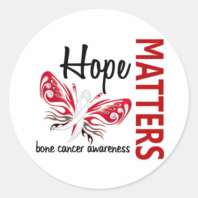 Sticker Rond Le cancer de l'os papillon Hope Matters (Devant)