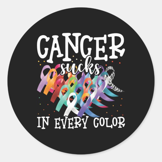 Sticker Rond Le Cancer Sucre Dans Chaque Couleur Combattez Le C (Devant)