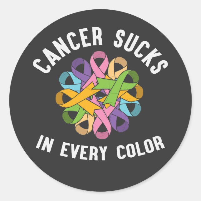 Sticker Rond Le Cancer Sucre Dans Chaque Couleur Lutter Contre  (Devant)