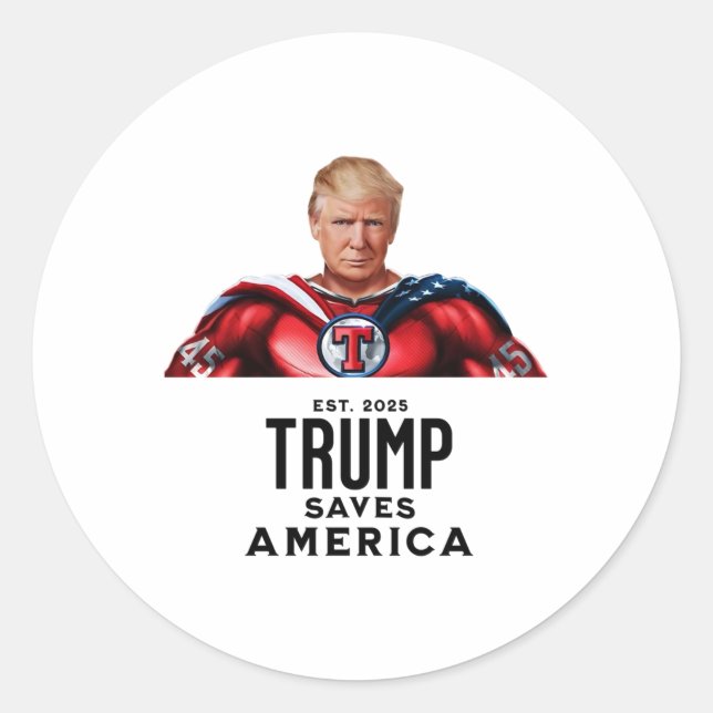 Sticker Rond Le capitaine Trump sauve l'Amérique (Devant)