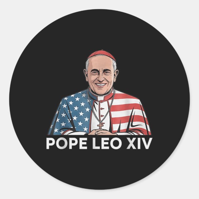 Sticker Rond Le cardinal Robert Francis Prévost le pape Leo Xiv (Devant)