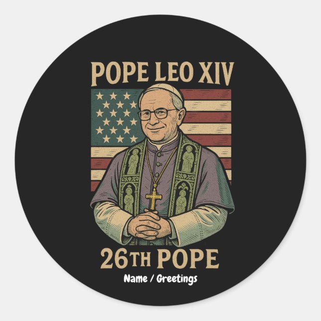 Sticker Rond Le cardinal Robert Prevost le pape élu Leo XIV (Devant)