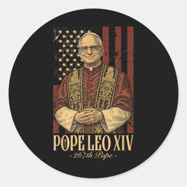 Sticker Rond Le cardinal Robert Prevost le pape Leo Xiv (Devant)