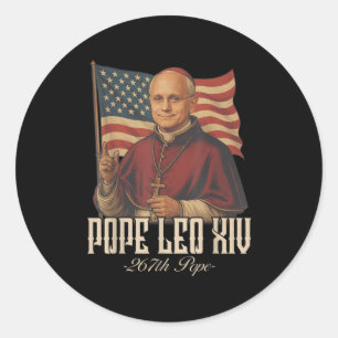 Sticker Rond Le cardinal Robert Prevost le pape Leo Xiv _8