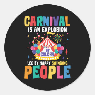 Sticker Rond Le Carnaval Est Une Explosion De Couleurs