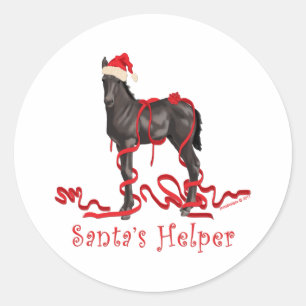 Sticker Rond Le casquette de Père Noël de l'aide de Père No