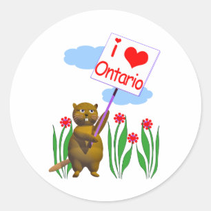 Sticker Rond Le castor canadien aime l'Ontario