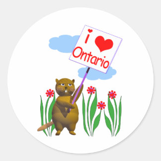 Sticker Rond Le castor canadien aime l'Ontario