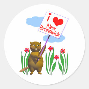 Sticker Rond Le castor canadien aime Nouveau-Brunswick